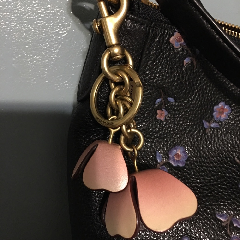 Coach Pink Tea Rose Bag Charm Purse Keychain